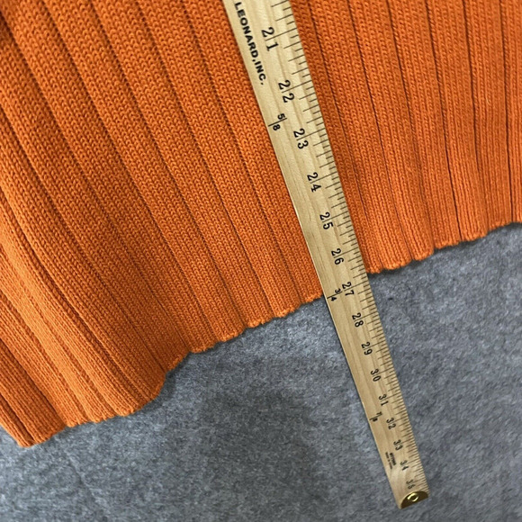 Abercrombie Fitch Ribbed Sweater Mens Sz L Orange V Neck Logo - Picture 6 of 6